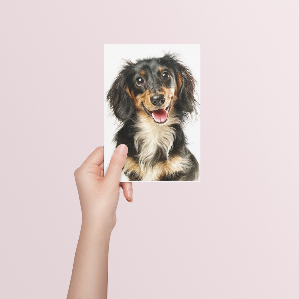 Watercolor Dachshund Dog Portrait Art Print – Unframed Fine Art Poster - Picture 5 of 5